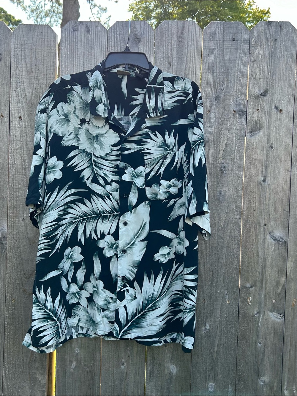 Axist Men’s Black Floral 100% Silk Hawaiian Short Sleeve Button Down Shirt XXL